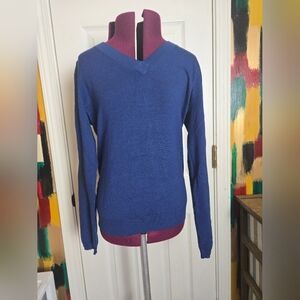 Peter Millar Wool Blend Blue V Neck Sweater Size Small